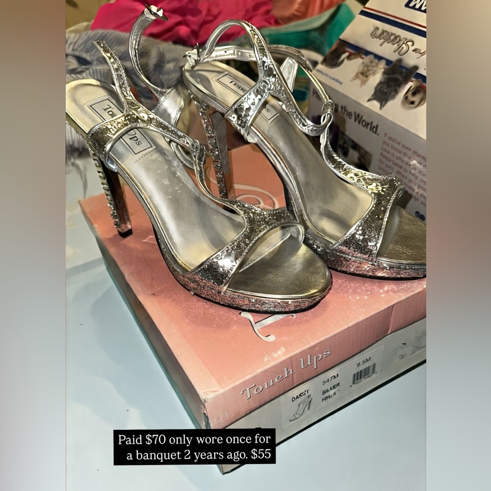 Touch Ups Gray Metallic Heels